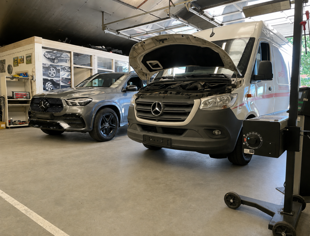 Mercedes-Benz werkplaats en diagnose apparatuur bij Auto Veugen in Ospel, Limburg